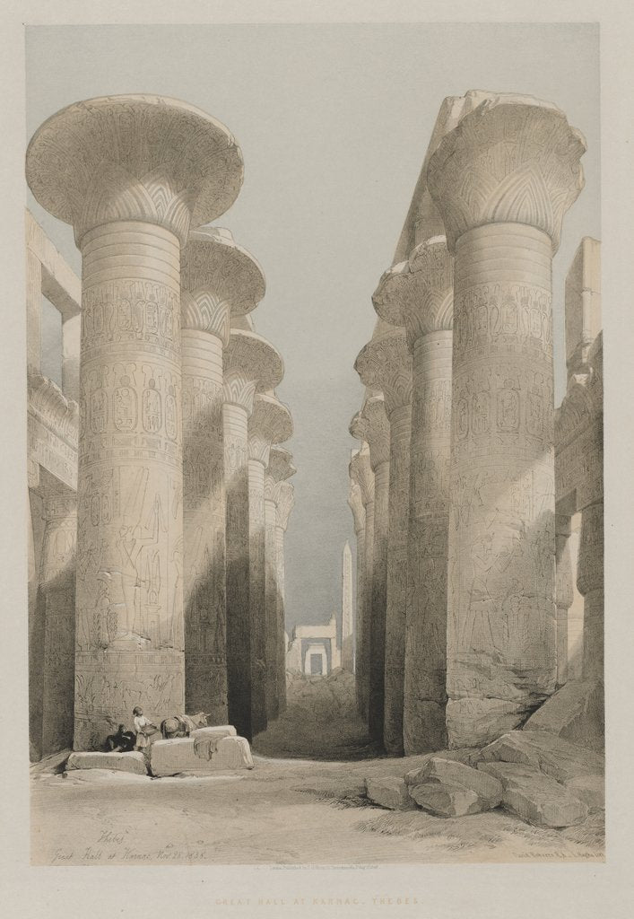Detail of Egypt and Nubia, Volume I: Thebes, Great Hall at Karnac, 1848 by Louis Haghe