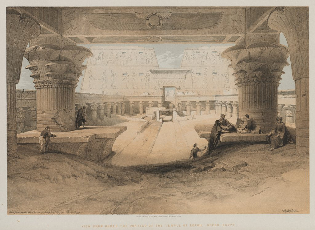 Detail of Egypt and Nubia, Volume I: View from Under the Portico of the Temple of Edfou, Upper Egypt, 1847 by Louis Haghe