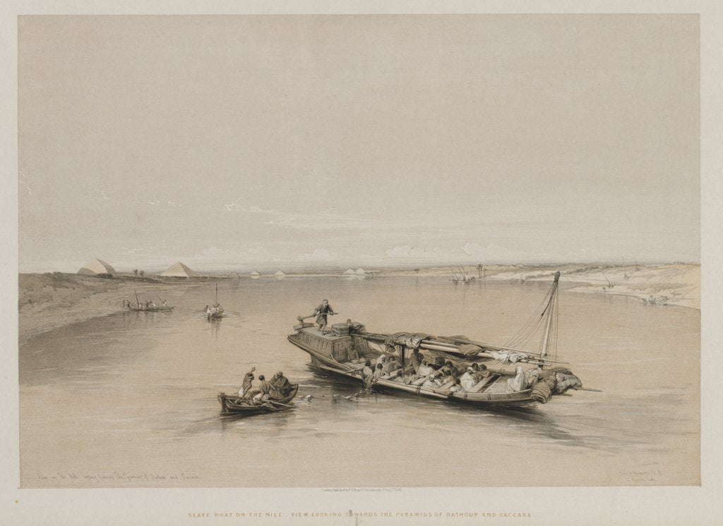 Detail of Egypt and Nubia, Volume I: View on the Nile Looking Towards the Pyramids of Dashour and Saccara, 184 by Louis Haghe