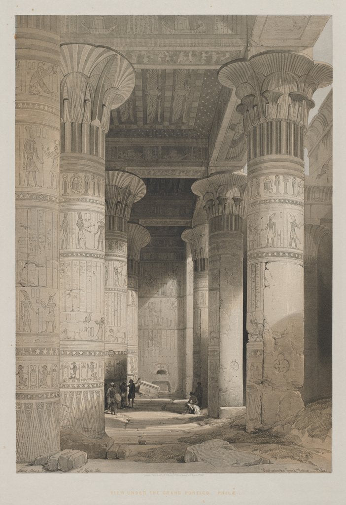 Detail of Egypt and Nubia, Volume I: View Under the Grand Portico of the Temple, Philae, 1846 by Louis Haghe