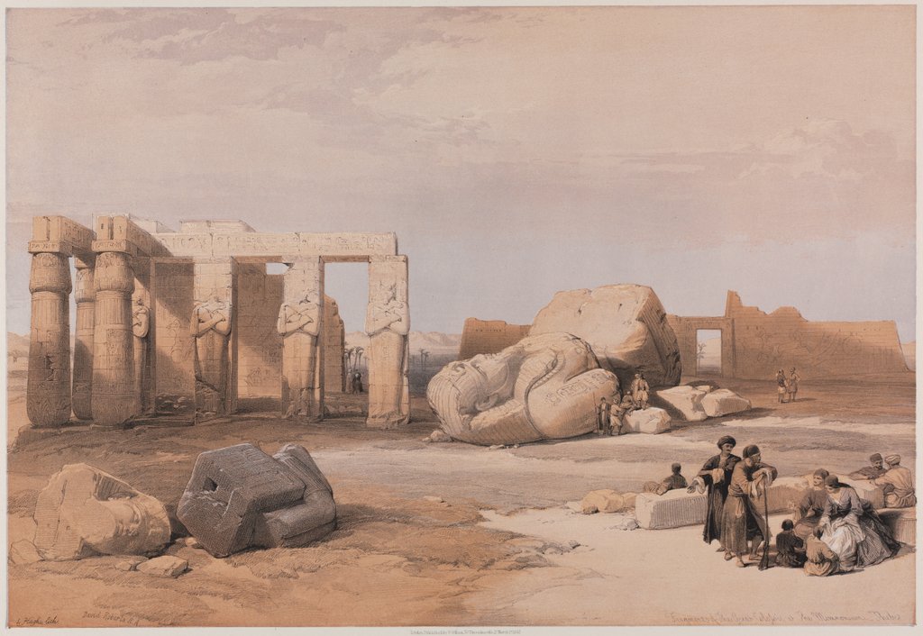 Detail of Egypt and Nubia, Volume II: Fragments of the Great Colossi at the Memnonium, Thebes, 1847 by Louis Haghe