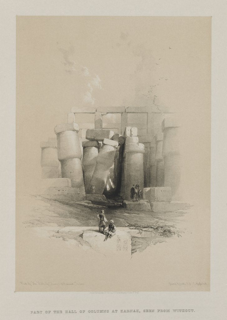 Detail of Egypt and Nubia, Volume II: Part of the Hall of Columns at Karnak, Thebes, 1847 by Louis Haghe