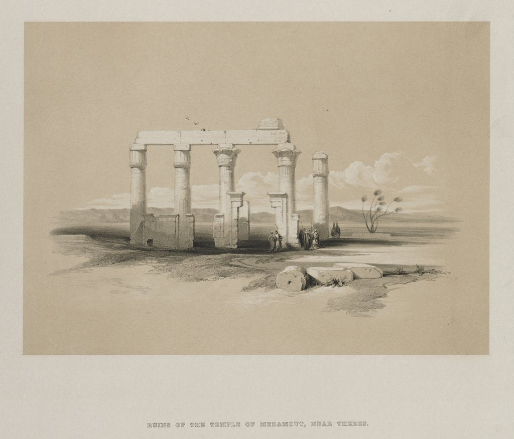 Detail of Egypt and Nubia, Volume II: Ruins of the Temple of Madamoud, at Thebes, 1847 by Louis Haghe