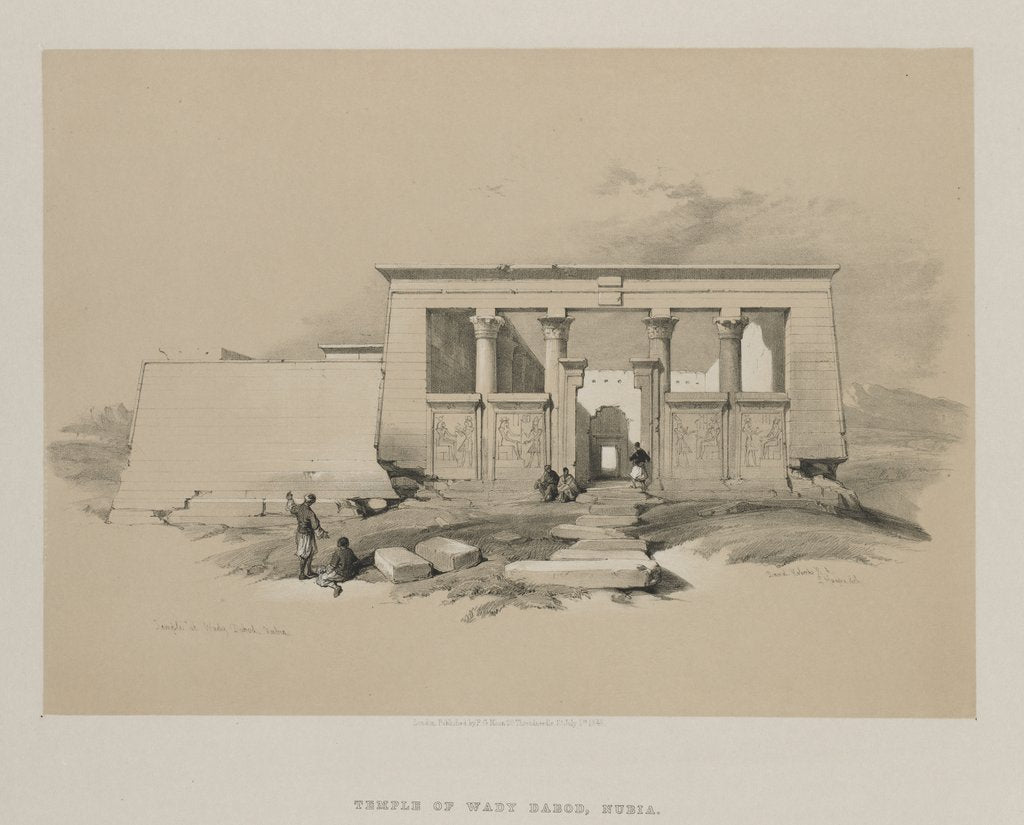 Detail of Egypt and Nubia, Volume II: Temple at Wady Dabod, Nubia, 1848 by Louis Haghe