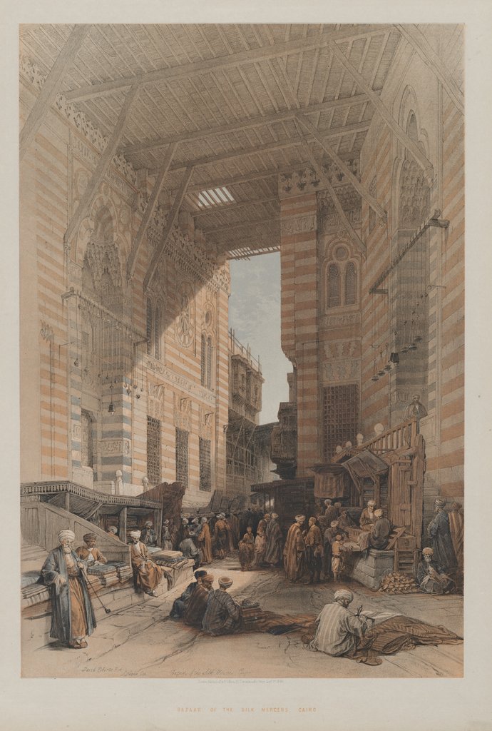 Detail of Egypt and Nubia, Volume III: Bazaar of the Silk Mercers, Cairo, 1848 by Louis Haghe