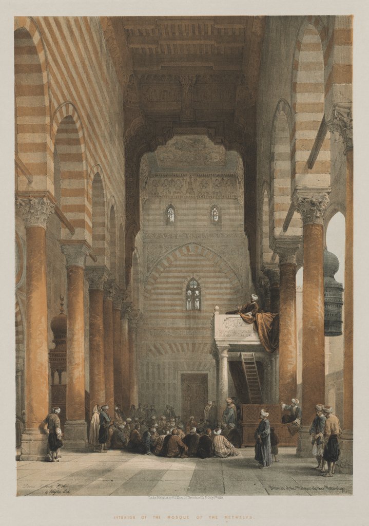 Detail of Egypt and Nubia, Volume III: Interior of the Mosque of the Metwalys, 1849 by Louis Haghe