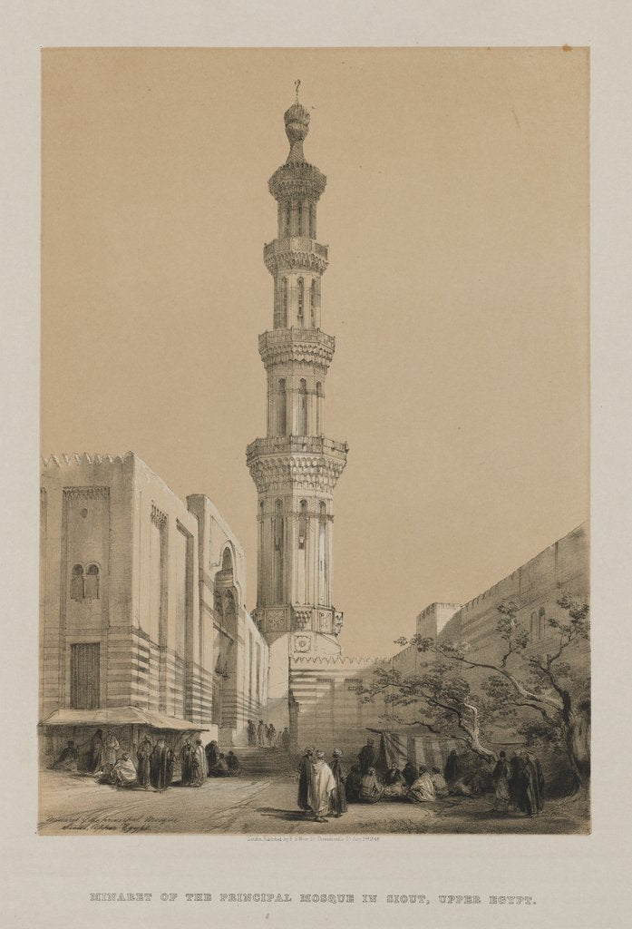Detail of Egypt and Nubia, Volume III: Minaret of the Principal Mosque Siout, Upper Egypt, 1849 by Louis Haghe