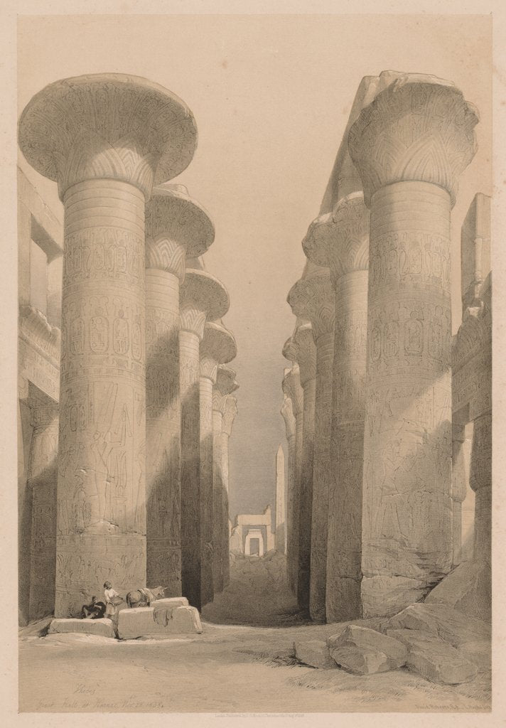 Detail of Egypt and Nubia: Volume I - No. 20, Great Hall at Karnak, Thebes, 1838 by Louis Haghe