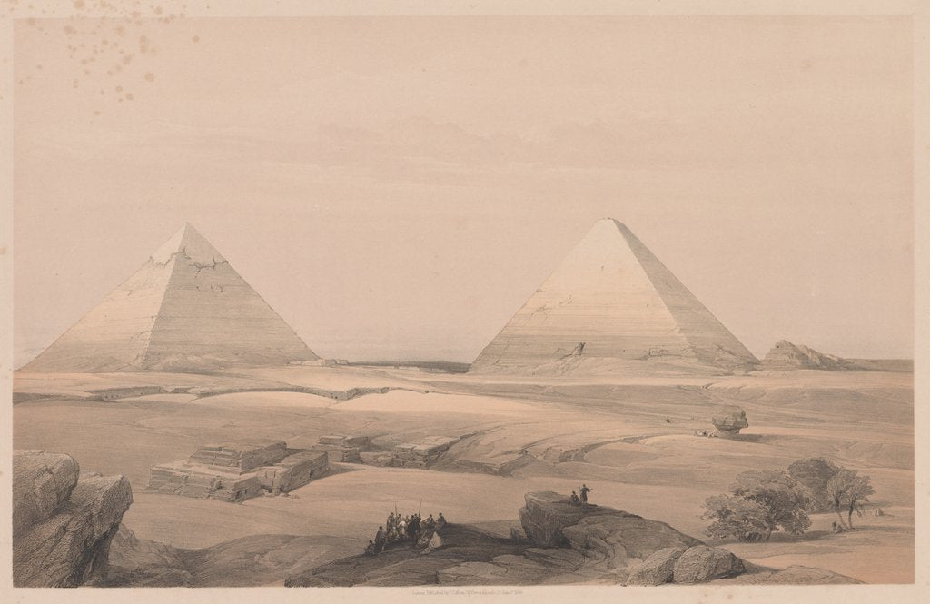 Detail of Egypt and Nubia: Volume I - No. 3, Pyramids of Gizeh, 1838 by Louis Haghe