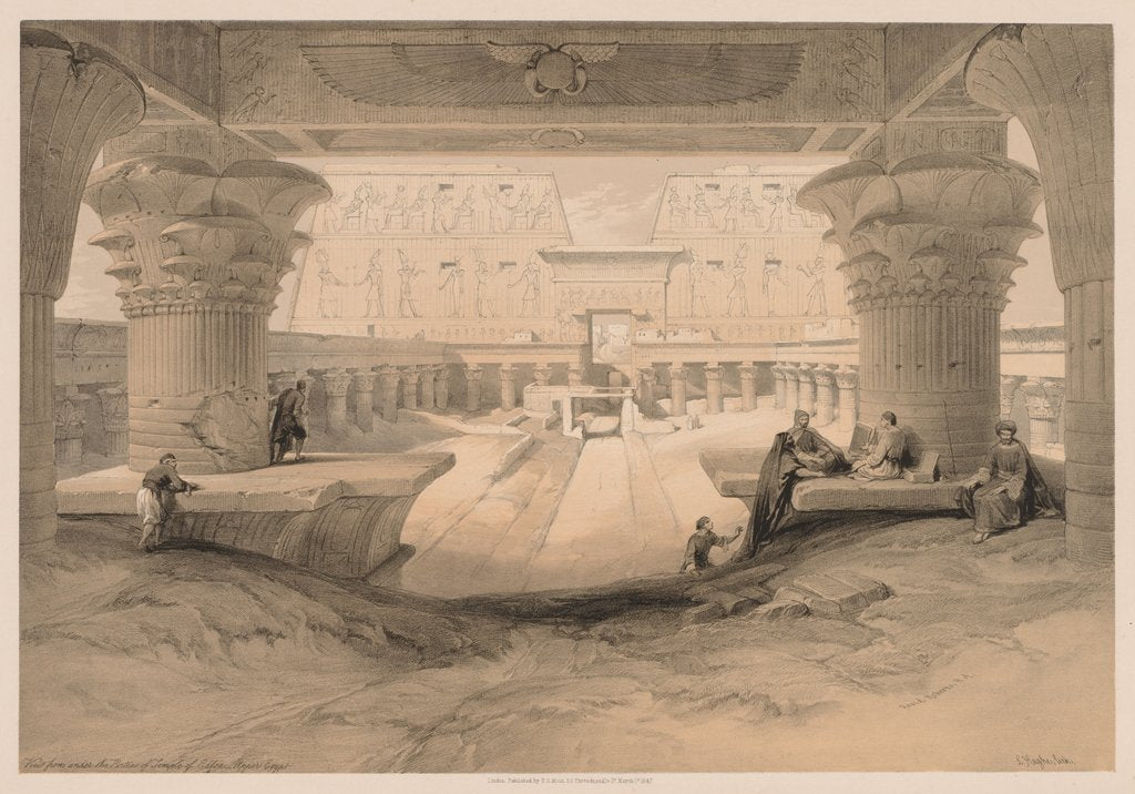Detail of Egypt and Nubia: Volume I - No. 32, View from under the Portico of the Temple of Edfou…, 1838 by Louis Haghe