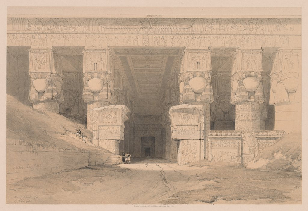 Detail of Egypt and Nubia: Volume I - No. 35, Dendera, 1838 by Louis Haghe