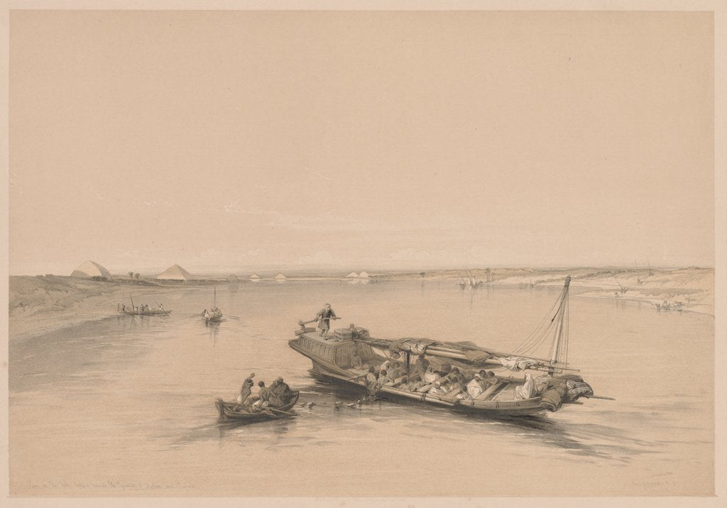 Detail of Egypt and Nubia: Volume I - No. 4, Slave Boats on the Nile, View Looking Towards…, 1838 by Louis Haghe