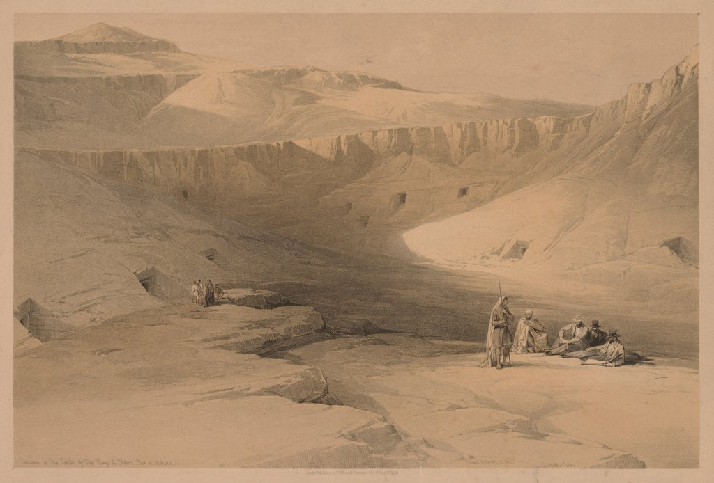Detail of Egypt and Nubia: Volume II - No. 34, Entrance to the Tombs of the Kings of Thebes?, 1838 by Louis Haghe