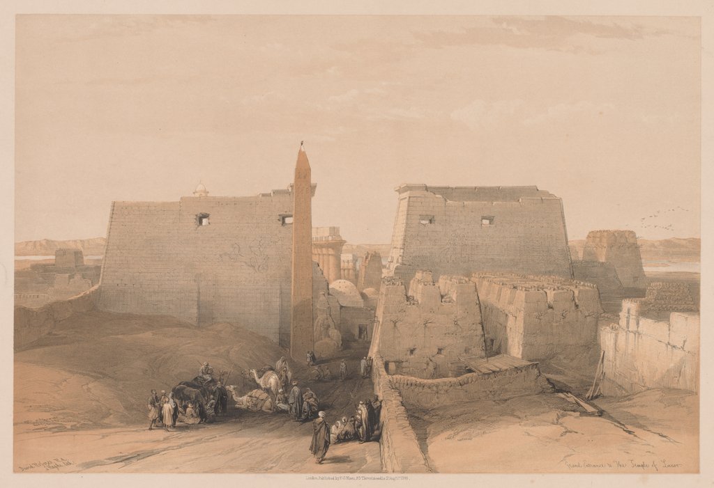 Detail of Egypt and Nubia: Volume II - No. 38, Grand Entrances to the Temple of Luxor, 1838 by Louis Haghe