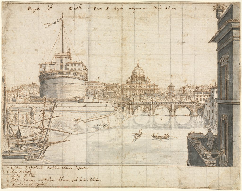 Detail of Eighteen Views of Rome: The Castel SantAngelo, 1665 by Lievin Cruyl
