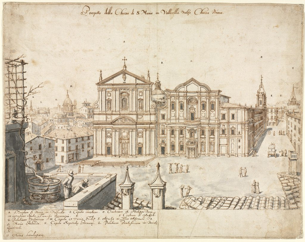 Detail of Eighteen Views of Rome: The Church of Santa Maria in Vallicella, 1665 by Lievin Cruyl