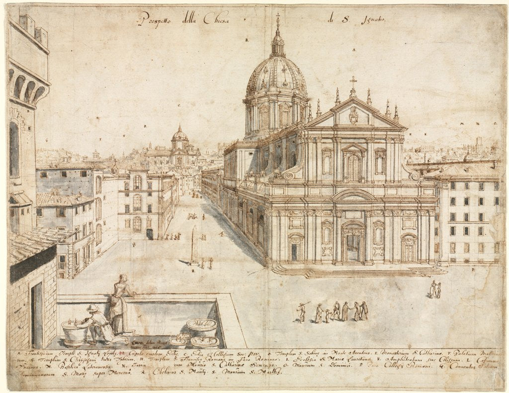 Detail of Eighteen Views of Rome: The Church of SantIgnazio, 1665 by Lievin Cruyl
