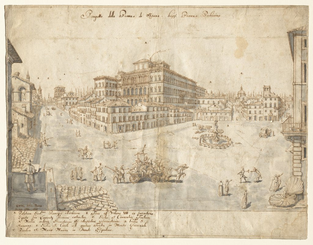 Detail of Eighteen Views of Rome: The Piazza Barberini, 1665 by Lievin Cruyl
