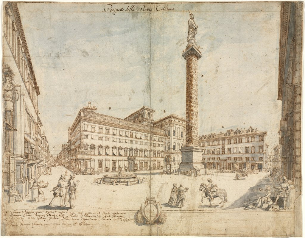 Detail of Eighteen Views of Rome: The Piazza Colonna, 1664 by Lievin Cruyl