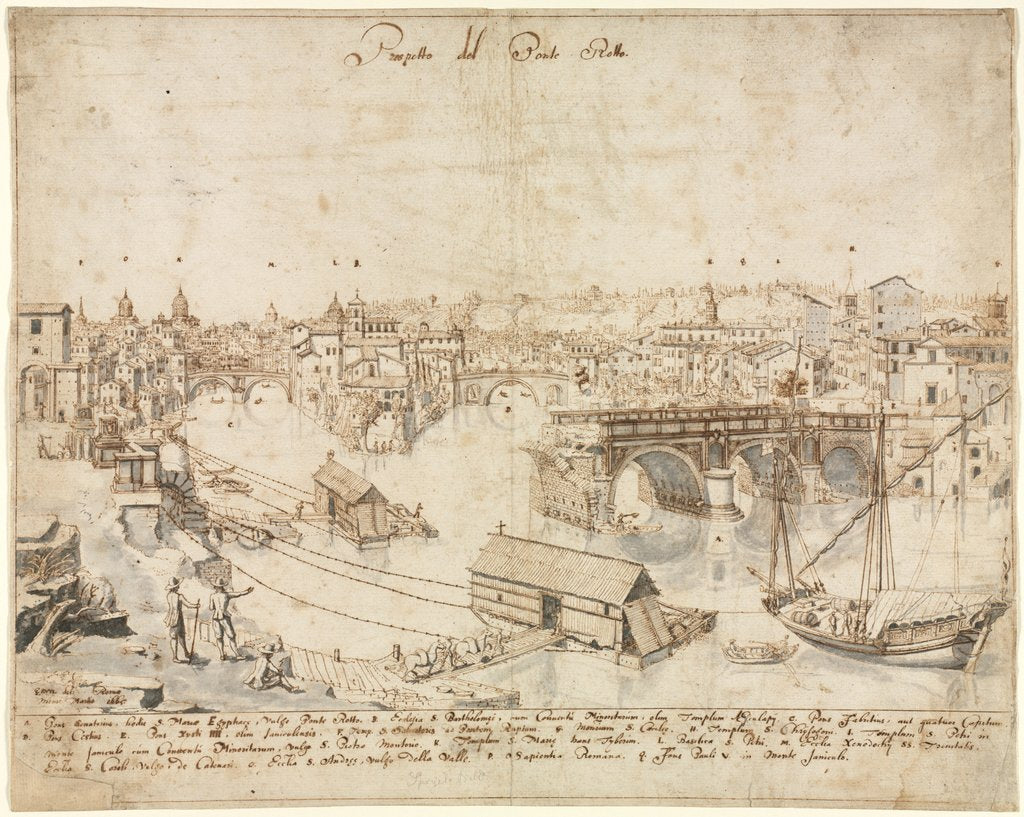 Detail of Eighteen Views of Rome: The Ponte Rotto, 1665 by Lievin Cruyl
