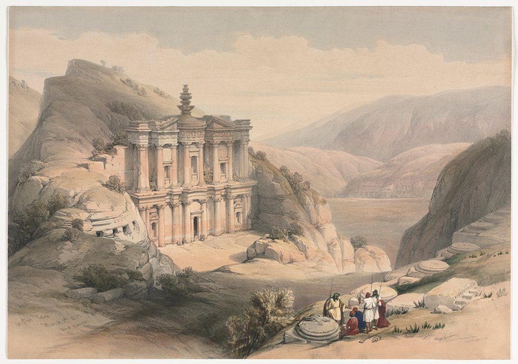 Detail of El Deir Petra, 1839 by David Roberts