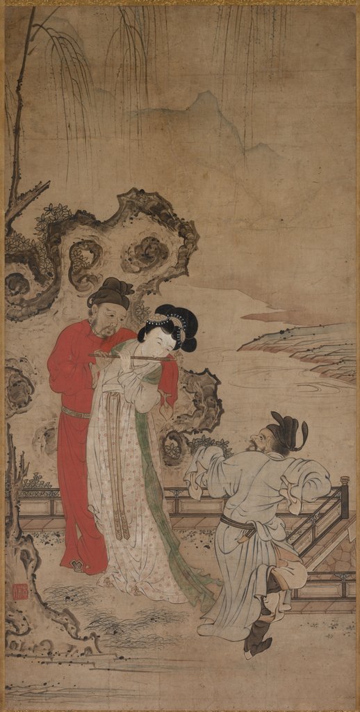 Detail of Emperor Minghuang Teaching Yang Gueifei to Play the Flute, late 1400s-early 1500s by Choryusai