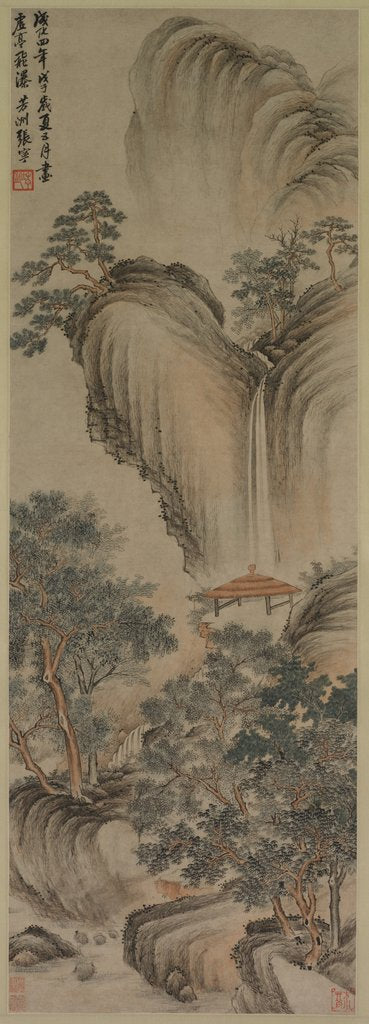 Detail of Empty Arbor and Rapid Waterfall, 1468 by Zhang Ning