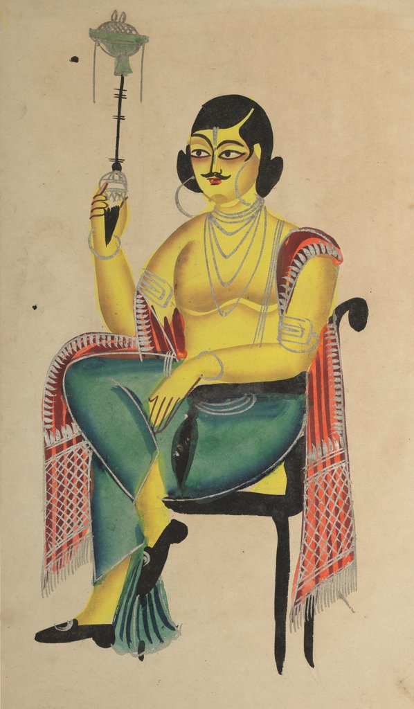 Detail of English Babu Holding a Hookah, 1800s by Unknown