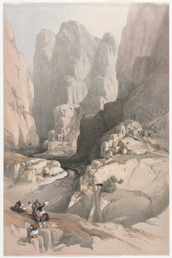 Detail of Entrance to Petra, the Theatre, 1839 by David Roberts