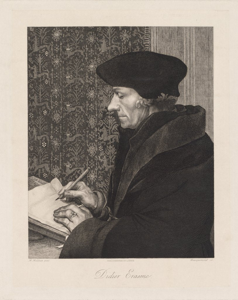 Detail of Erasmus, 1863 by Félix Bracquemond