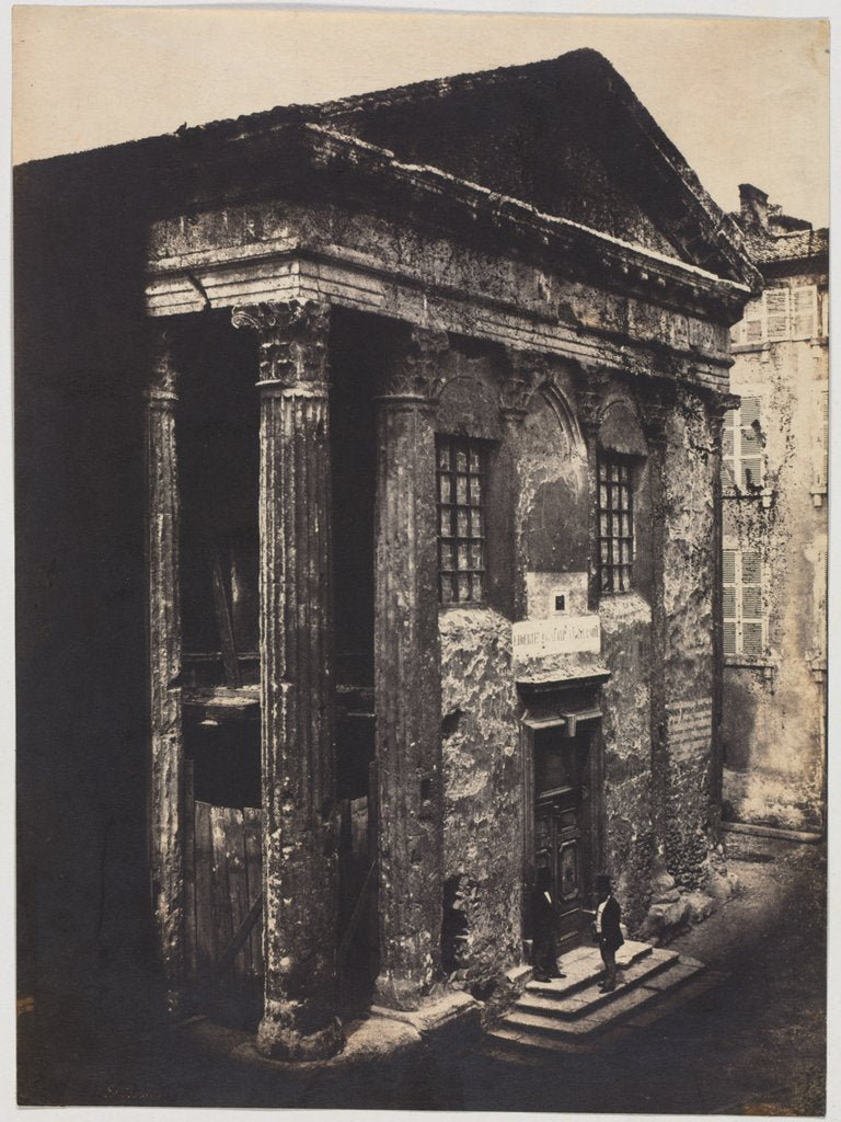 Detail of Façade, Temple of Augustus and Livia, Vienne, 1851 by Édouard Baldus