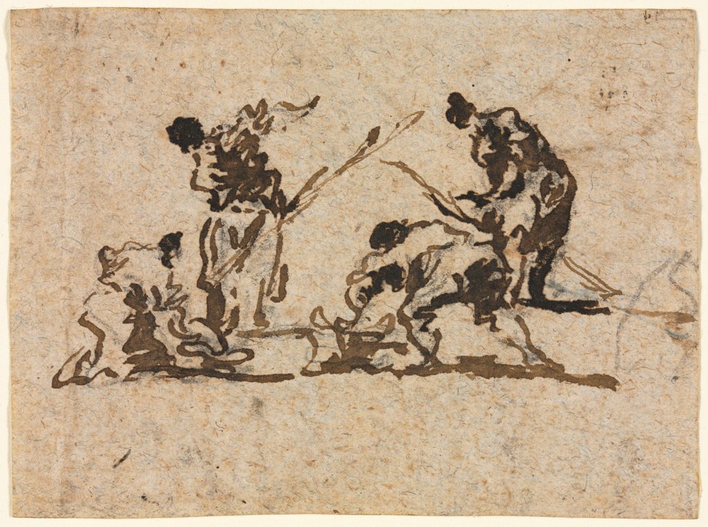Detail of Farmers and Fisherman Working, 18th century by Francesco Guardi
