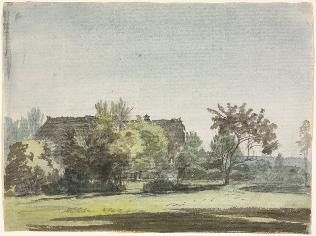Detail of Farmhouse behind Trees, c. 1790 by Christoph Nathe
