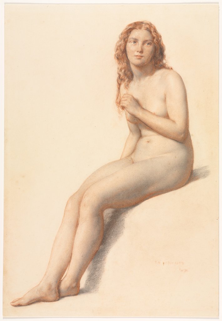 Detail of Female Nude, Seated, Three Quarter View from Front, 1859 by William Mulready