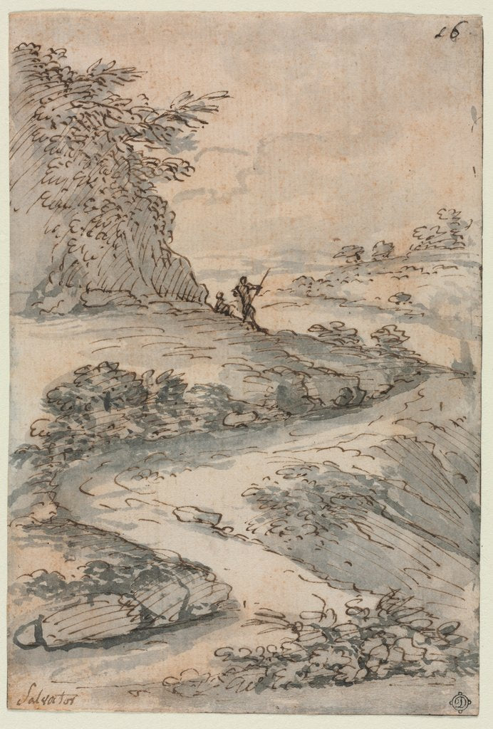 Detail of Figures on a Winding Road, mid-1600s by Salvator Rosa