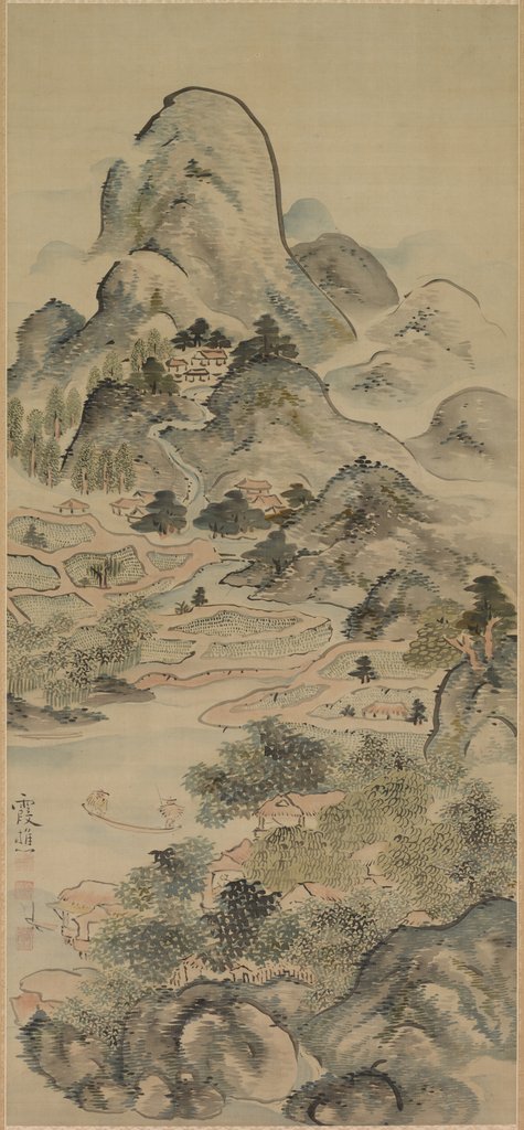 Detail of Fishing in Springtime, 1700s by Ike Taiga