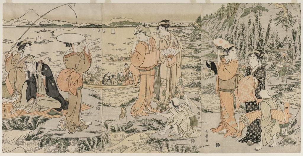 Detail of Fishing on the Chopping Board Rock at Enoshima, early 1790s by Kitagawa Utamaro