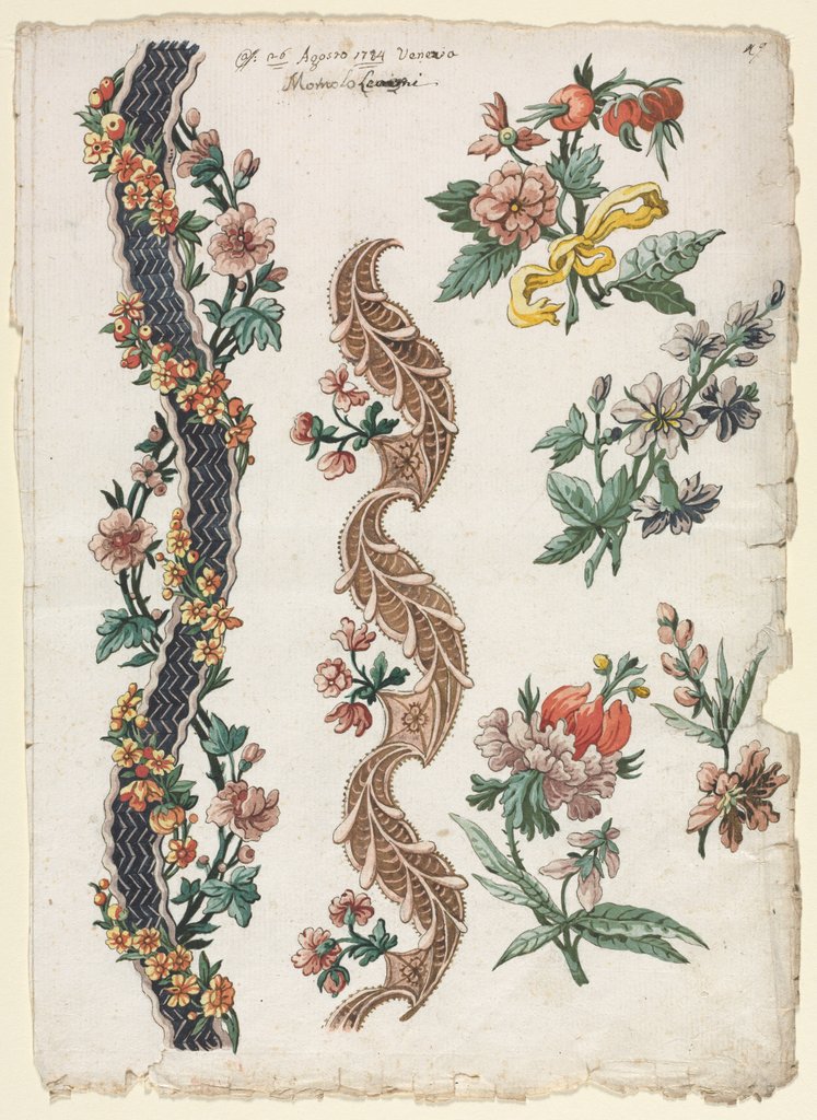 Detail of Floral Designs and Floral Bands, 1784 by Giacomo Cavenezia
