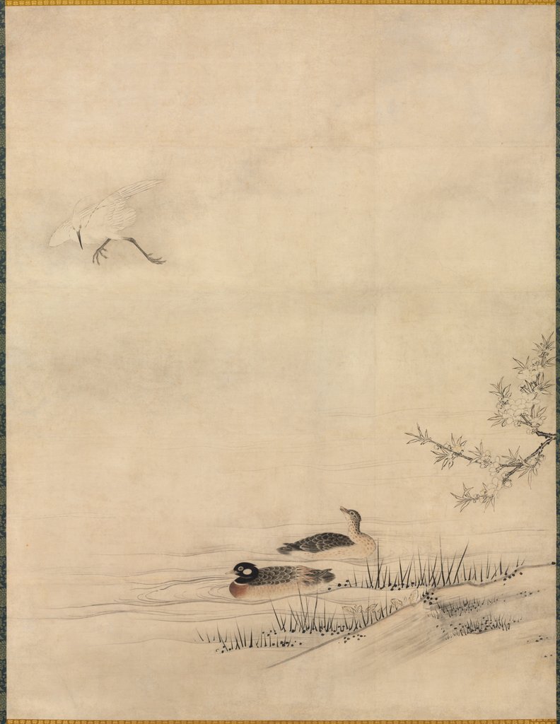 Detail of Flowers and Birds in a Spring Landscape, 1500s by Kano Motonobu (attributed to)