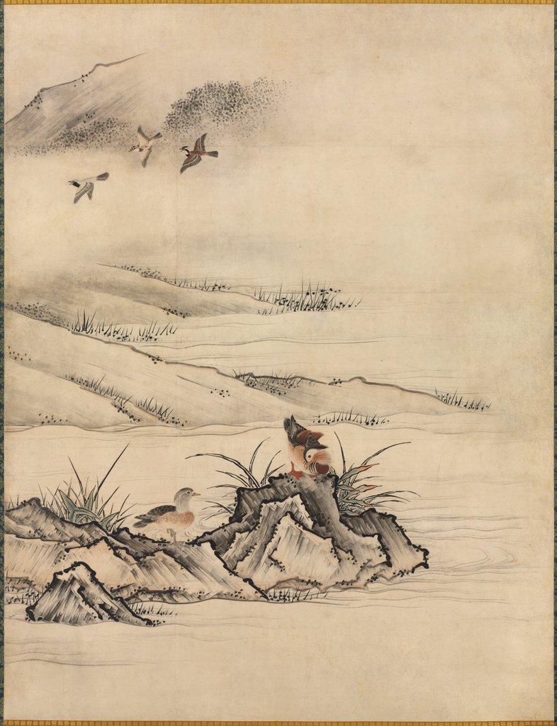 Detail of Flowers and Birds in a Spring Landscape, 1500s by Kano Motonobu (attributed to)