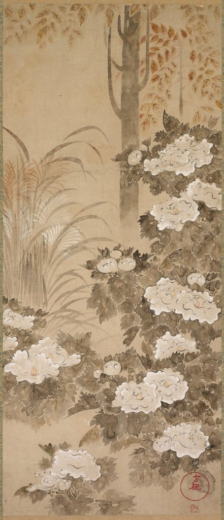 Detail of Flowers and Foliage of Autumn, mid 1700s by Tatebayashi Kagei