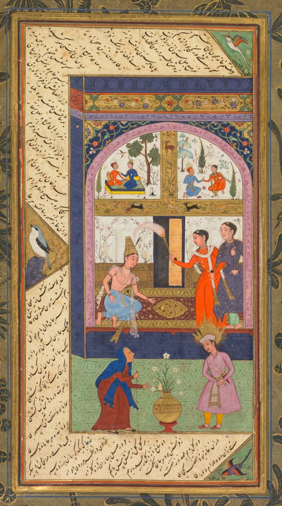 Detail of Folios A and B from the 'Five Treasures' of Jami, 1520-1607 by Mushfiq; others