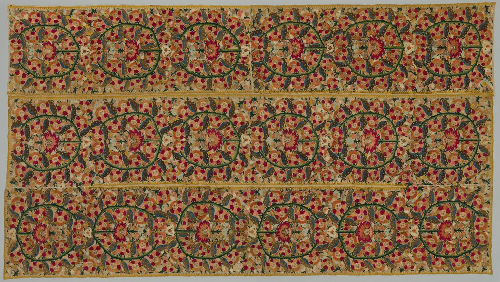 Detail of Four Borders from a Bedspread, 1700s by Unknown