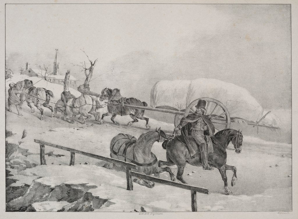 Detail of Four Diverse Subjects: Wagon climbing a Hill by Théodore Géricault