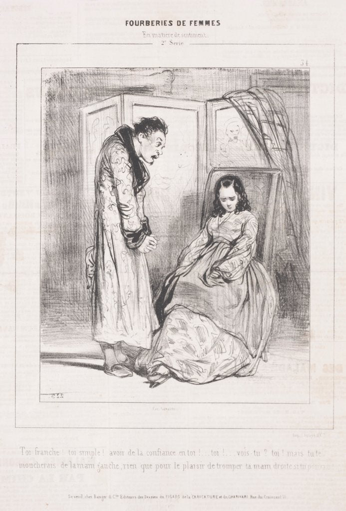Detail of Fourberies de Femmes: En matière de sentiment, 1842 by Paul Gavarni