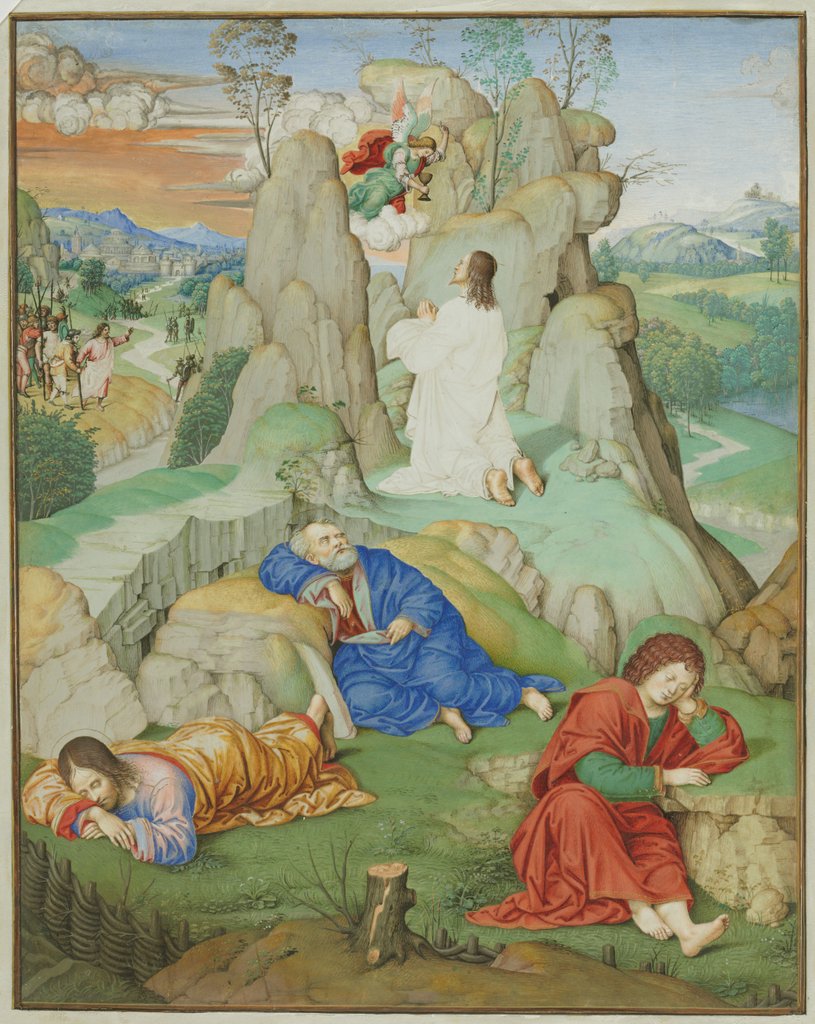 Detail of Full Page Miniature: The Agony in the Garden, 1490-1500 by Timoteo Viti (probably)