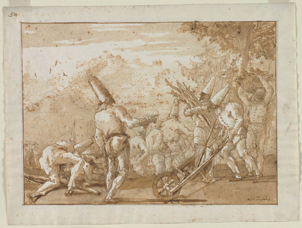 Detail of Gathering Wood, late 1790s by Giovanni Domenico Tiepolo
