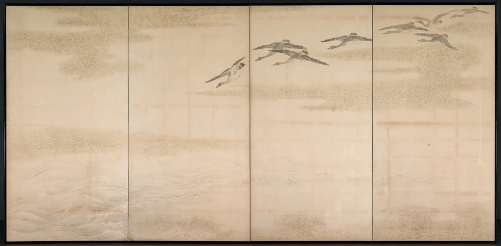 Detail of Geese, Reeds and Water, 1800s by Yamamoto Baiitsu