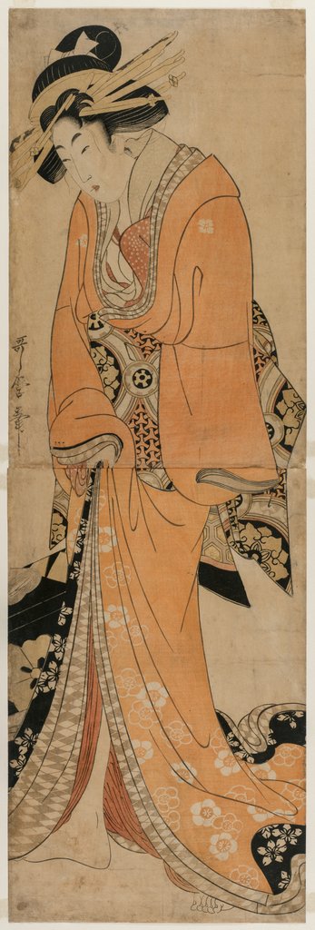 Detail of Geisha Standing Beside a Shamisen Case, c. 1810 by Utamaro II