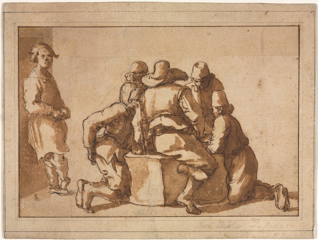 Detail of Genre Scene of Young Men Playing a Game by Frederico Zuccaro (attributed to)